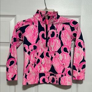 Girls size Small 4-5 Lilly Pulitzer Pink and Navy Flamingo Print Pullover
